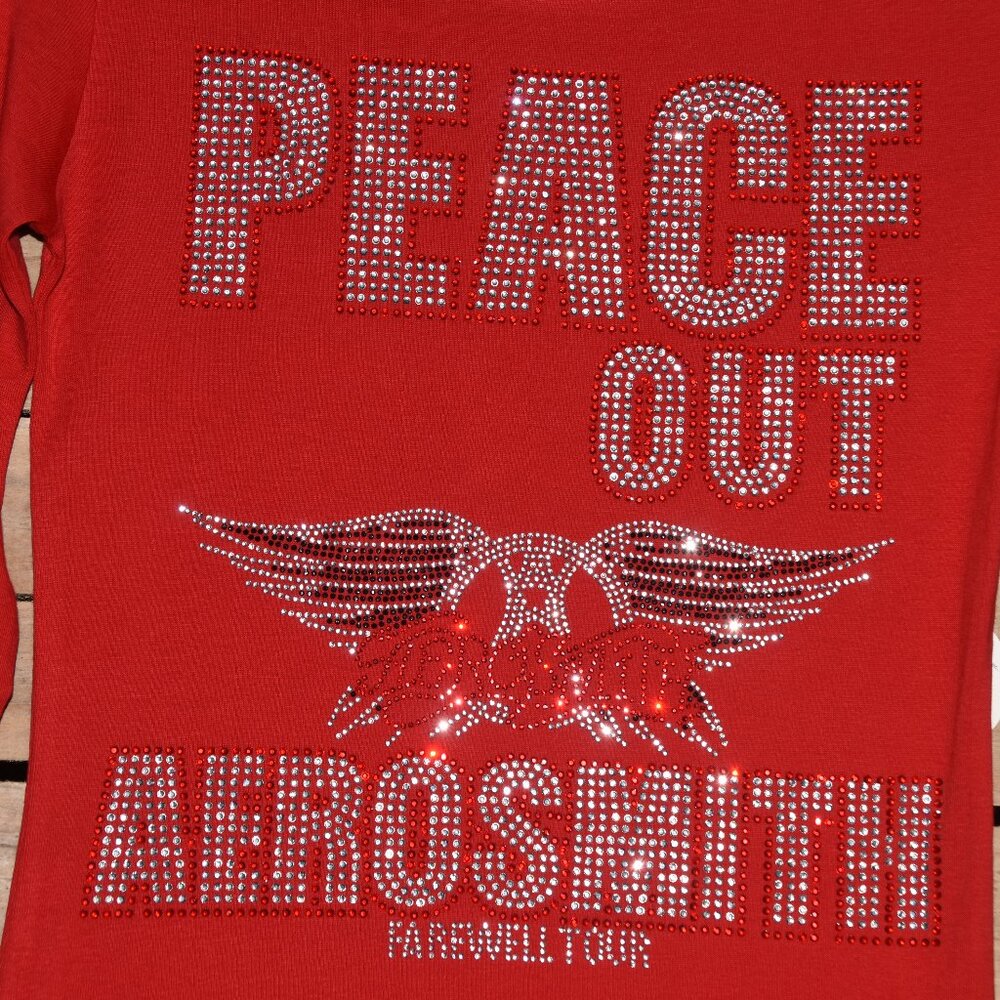 Aerosmith red Rhinestone bling long sleeve shirt XS,S,M,L,XL,XXL,1X,2X… - Picture 5 of 7